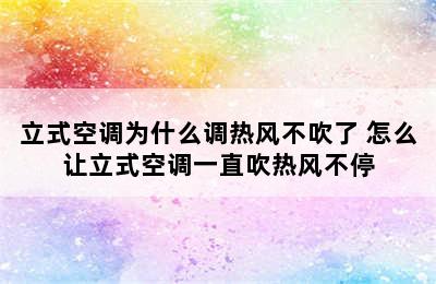 立式空调为什么调热风不吹了 怎么让立式空调一直吹热风不停